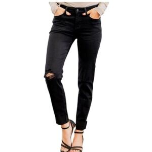 Judy blue slim fit distressed black jeans raw hem